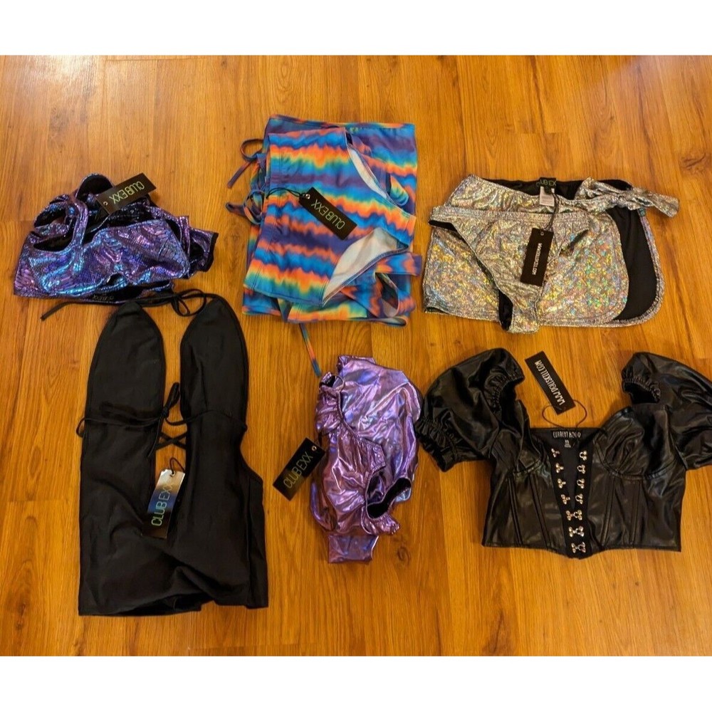 Dolls Kill Rave Outfit LOT OF 6 Styles NWT Club Exx, Current Mood Etc NWT SZ XS